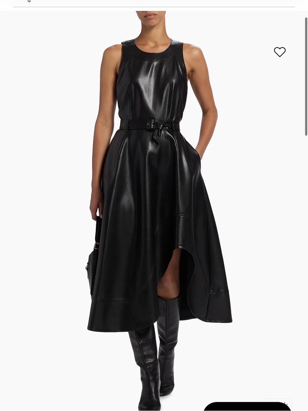 Cinq à Sept  Zelda Faux-Leather High-Low Midi-Dress Size 00 New